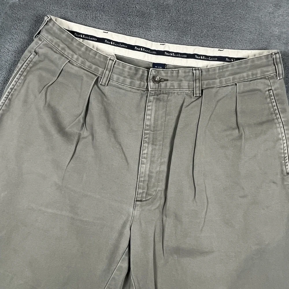 Polo Ralph Lauren Pants Mens 36x30 Khaki‎ Hammond Pleated Chino Classic RN41381